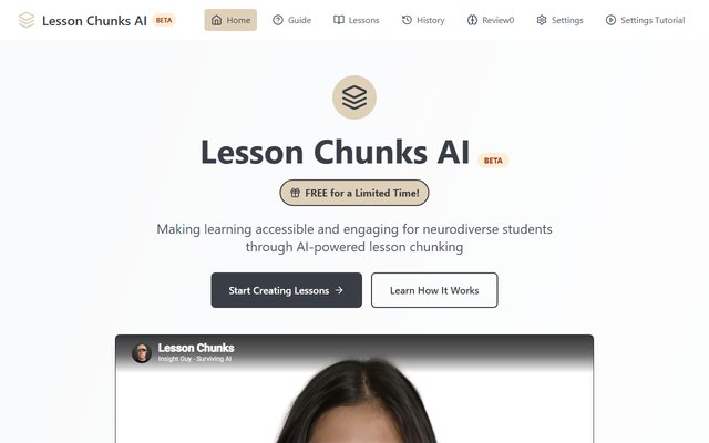 Lesson Chunks AI homepage