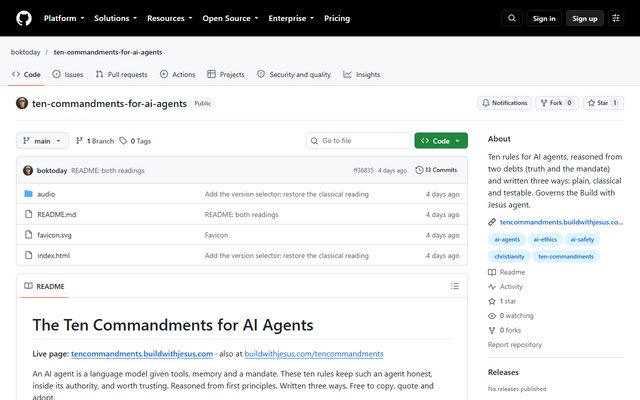 Ten Commandments for AI Agents on GitHub